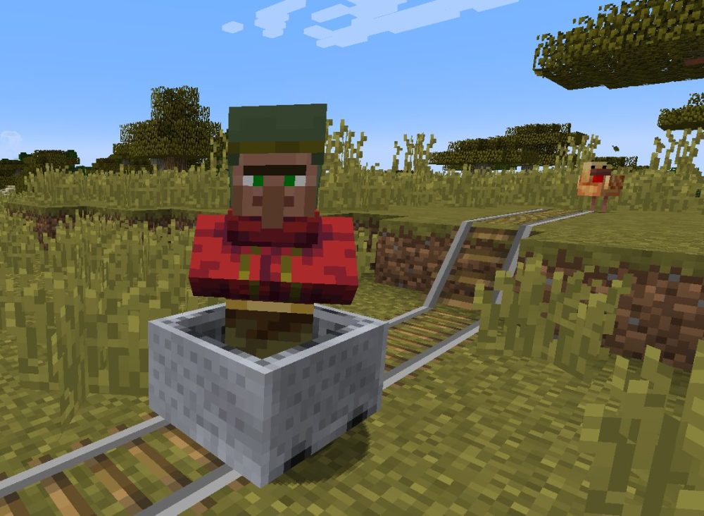 Transporting villagers in minecarts